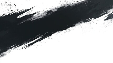 Fototapete - Bold black brushstroke artwork on white background