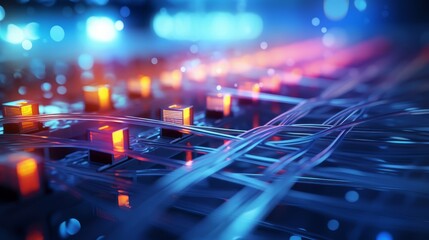 Wall Mural - electronic connection with data transfer, network and communication