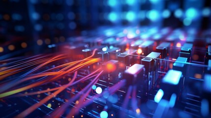 Wall Mural - electronic connection with data transfer, network and communication