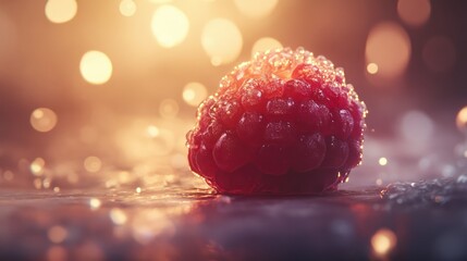 Wall Mural - Single Raspberry in a Sparkling Setting