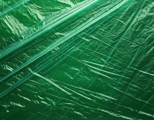 green plastic saran wrap kitchen cling film for food macro texture background