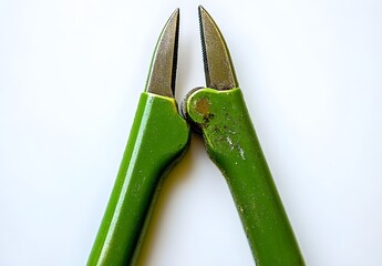 Green Pliers on White Background