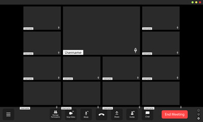 Wall Mural - virtual meeting dashboard displaying empty participant squares with user names highlighted at a coll