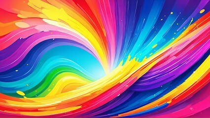 Vibrant abstract art: dynamic rainbow swirl in bold colors