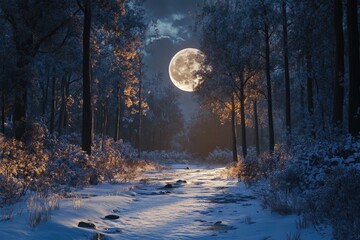 Wall Mural - Winters Tale. wood and the moon  Winter  Winters Tale