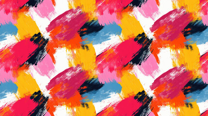 Seamless pattern of hand drawn abstract textured art featuring vibrant brush strokes ideal for modern decor and textile design