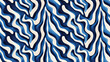 © NeuralNiche - Seamless ethnic pattern featuring blue zebra skin and wave stripes ideal for bold interior design and fashion applications