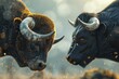 © Isuru - Bull and Bear are on a graphic with market prices.  Bull
