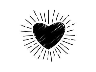 Fototapete - Hand draw romantic heart icon. Love symbol. Valentine's Day sign isolated on white background, Flat style for graphic, logo, website, mobile app, UI, UX.