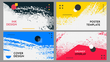 Wall Mural - vector illustration. abstract color horizontal clipping mask set. ink brush strokes design for web t