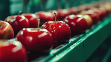 Harvesting fresh red apples for distribution in industry