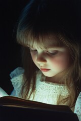 Sticker - Girl Reading Book in Dark