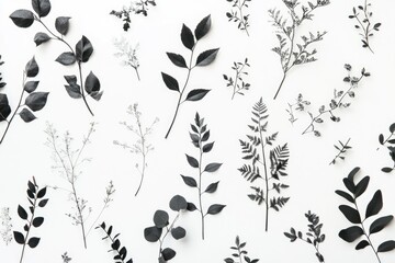 Poster - Black and White Flowers on White Surface