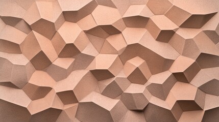 Poster - Abstract geometric pattern of interlocking 3D tiles in warm earthy tones for modern interior design enhancement