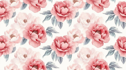  Romantic watercolor peonies in a seamless pattern exquisite botanical illustration for elegant greeting cards and invitations