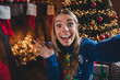 © deagreez - Photo of pretty young female amazed take selfie photo dressed christmas garment tradition atmosphere decor house indoors room © deagreez - Photo of pretty young female amazed take selfie photo dressed christmas garment tradition atmosphere decor house indoors room
