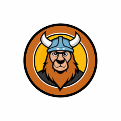 Viking Bear Mascot Logo circle on whit background