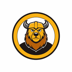 Viking Bear Mascot Logo circle on whit background