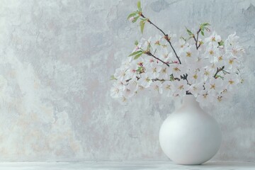 Canvas Print - White Vase With White Flowers