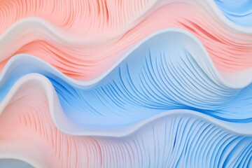 Sticker - Abstract composition of soft, wavy layers in blue and pink tones with flowing texture on a clean background