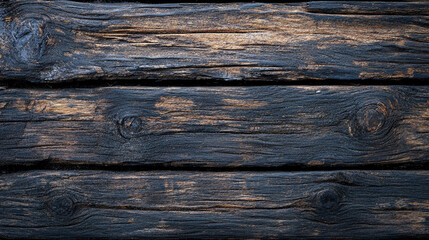 Wooden surface with a black and brown color scheme. The wood appears to be old and weathered, with a few spots of paint peeling off. Scene is somewhat somber and nostalgic