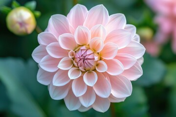 Wall Mural - Pink flower with green leaves