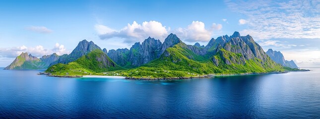 The Husfjellet Mountain during sunset on Senja Island, Norway, see the panorama