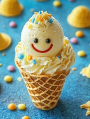 Sticker - Ice Cream Cone Smile Face