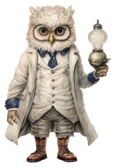 Poster - PNG Scientist owl costumes wearing victorian fashion outfit animal human art.