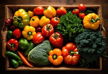 Canvas Print - colorful vegetable assortment displaying rich nutritional diversity fresh vibrant produce variety healthy eating, basket, harvest, organic, seasonal, garden