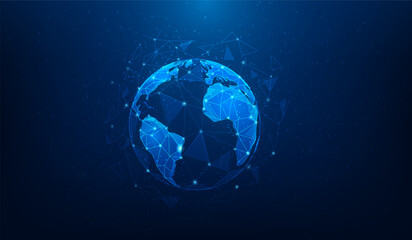 Wall Mural - social network globe data communication technology blue background. vector illustration fantastic te