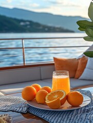 Wall Mural - Oranges and Juice on Table