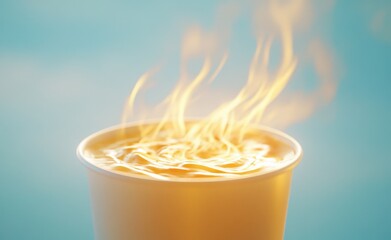 Steaming hot coffee or tea in a disposable cup