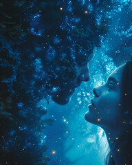 Wall Mural - valentine’s day greeting, love confession, romantic relationships, cosmos, night, celestial, nebula,
