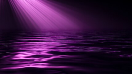 Wall Mural - Abstract purple light beam shining on rippling water surface.