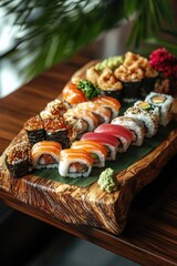 Wall Mural - Sushi Platter on Wooden Table