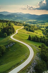 Sticker - Winding Road Through Lush Green Valley