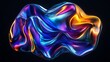 © MdAnontoIslam - Flowing Metallic glass Waves in Neon Blue and Pink on Dark Background - Abstract Design Concept