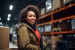 © CojanAI - Smiling portrait of a young woman working in factory