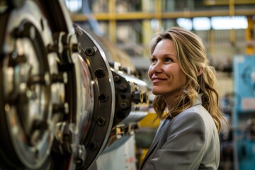 Wall Mural - Businesswoman talking to an engineer in factory industry