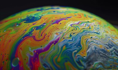 Wall Mural - A close-up of a colorful soap bubble. AI.