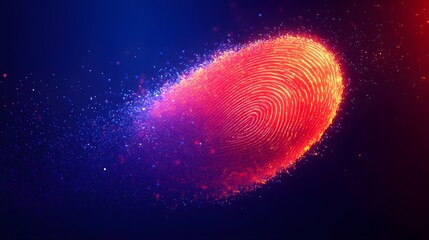 glowing fingerprint on dark blue background