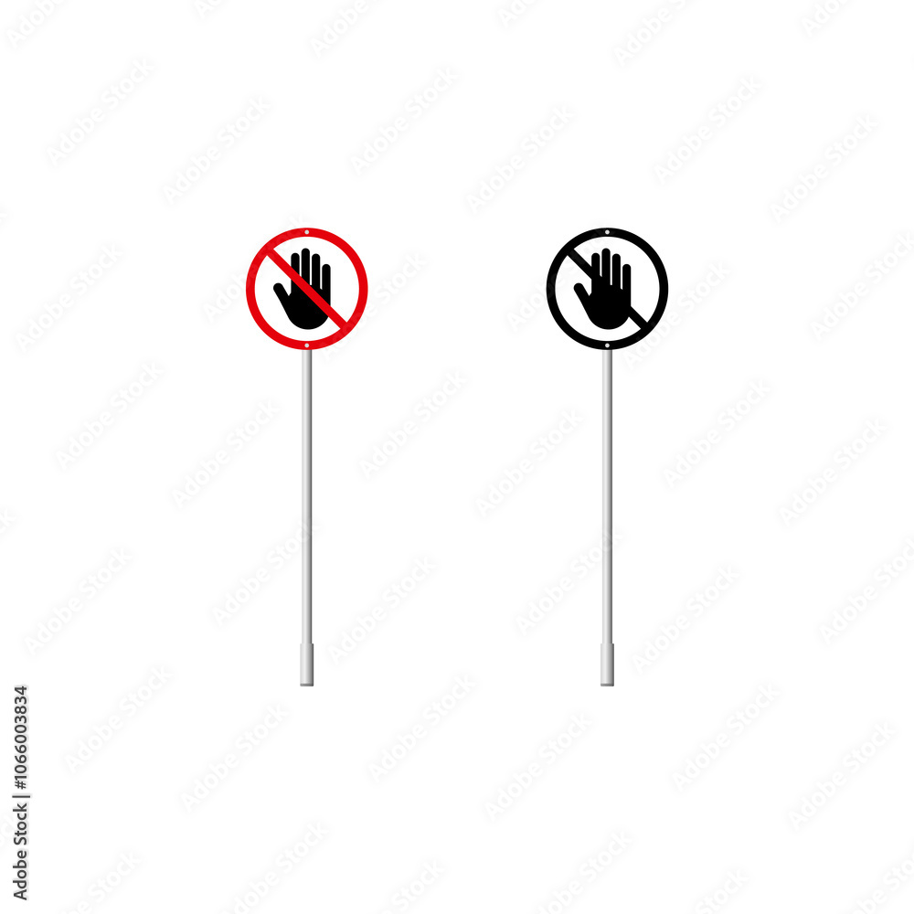 Hand Prohibited Stop icon. Forbidden sign. Don't touch. Don't come in. No Signs Set. No ...