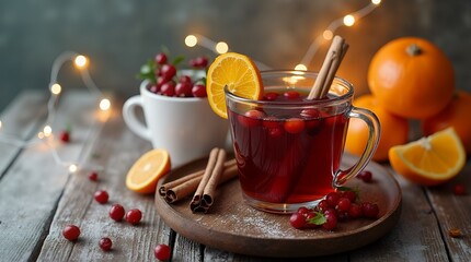 Wall Mural - Christmas hot mulled wine with cinnamon