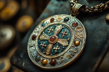 a Roman pendant with symbols of protection and luck.