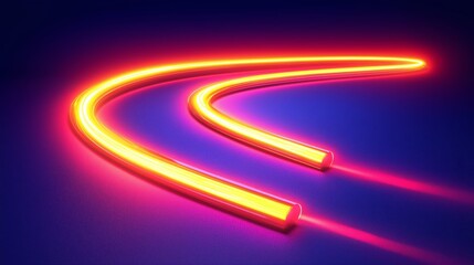 Poster - Vibrant Light Trails on Dark Road, Symbolizing Speed, Motion, and Modern Road Travel in Night Photography, Generative AI