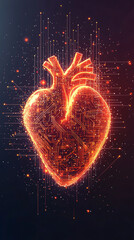 Leinwandbilder - The significance of artificial intelligence in modern healthcare shown through a glowing human heart created from electronic circuitry