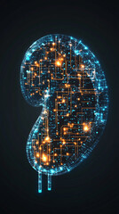 Leinwandbilder - Digital circuit board in the shape of a human kidney, symbolizing the role of artificial intelligence in healthcare