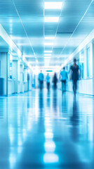 Aufkleber - Medical team walking in the bright hallway of a modern hospital with motion blur