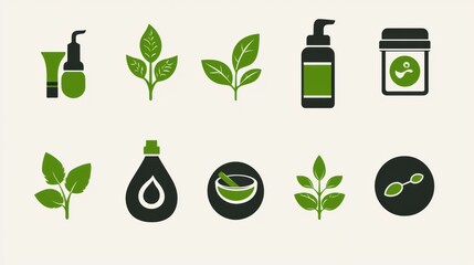 Wall Mural - Green Beauty Elements for Natural Skincare Products